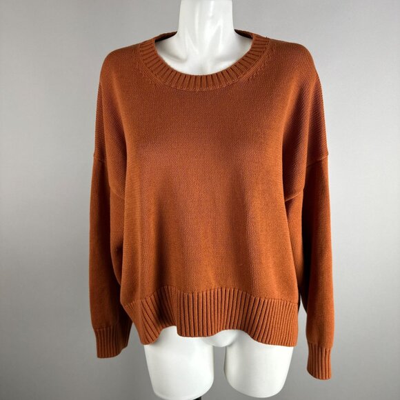 Quince Sweaters - Quince Women's Rust Orange Boyfriend Crew Neck Sweater Size Large Organic Cotton